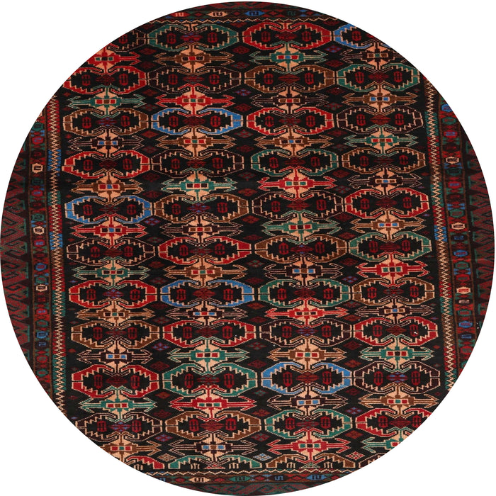 Round Traditional Dark Brown Persian Rug, tr1742