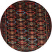 Round Traditional Dark Brown Persian Rug, tr1742