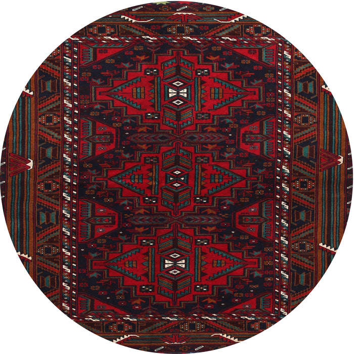 Round Traditional Wine Red Persian Rug, tr1743