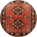Round Traditional Red Persian Rug, tr1744