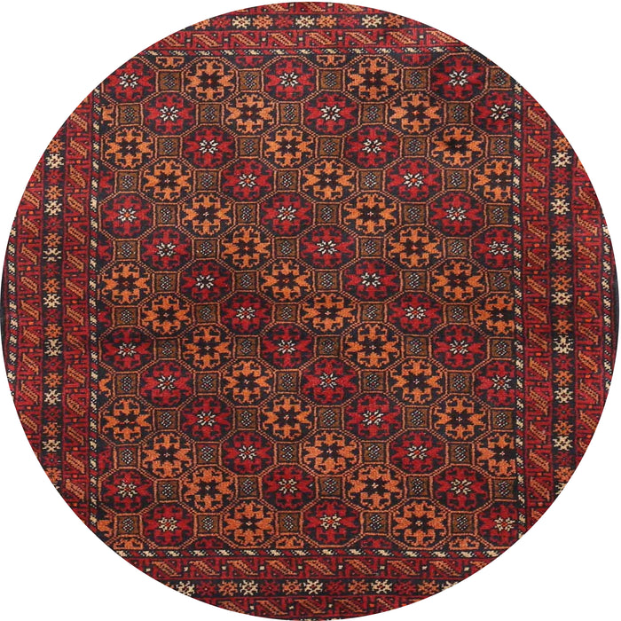 Round Traditional Brown Red Persian Rug, tr1746
