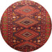 Round Traditional Red Persian Rug, tr1747