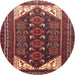 Round Traditional Dark Almond Brown Persian Rug, tr1748