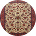 Round Traditional Saffron Red Persian Rug, tr1749