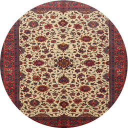 Square Machine Washable Traditional Saffron Red Rug, wshtr1749