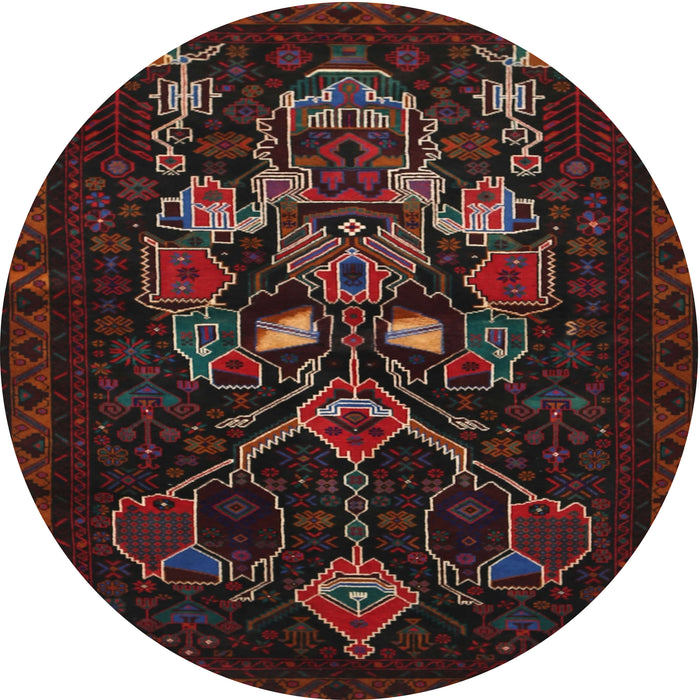 Round Traditional Dark Brown Persian Rug, tr1751