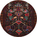 Round Traditional Dark Brown Persian Rug, tr1751