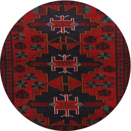 Round Traditional Charcoal Black Persian Rug, tr1753