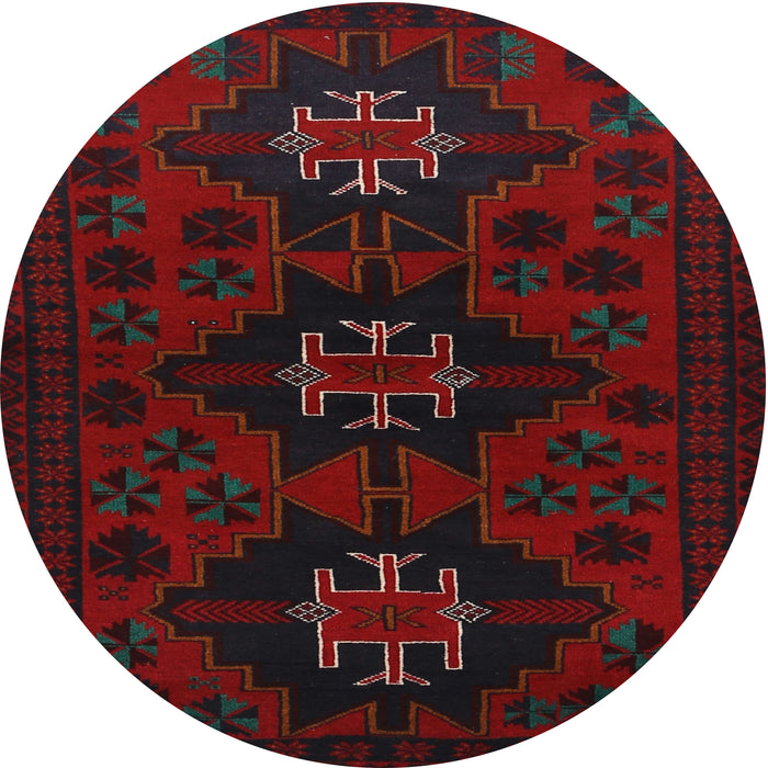 Round Traditional Charcoal Black Persian Rug, tr1753