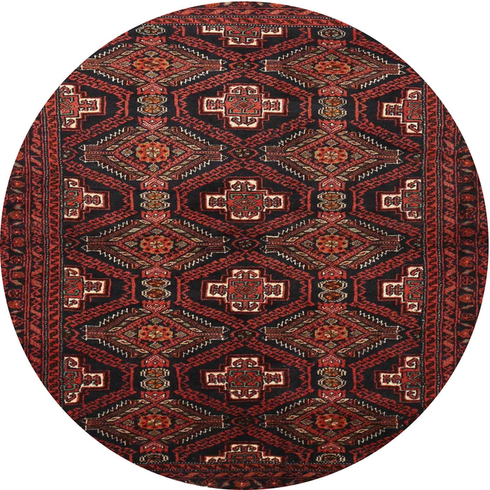 Round Traditional Chestnut Brown Persian Rug, tr1755