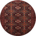 Round Traditional Chestnut Brown Persian Rug, tr1755