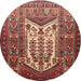 Round Traditional Sunrise Orange Persian Rug, tr1756