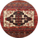 Round Traditional Rust Pink Persian Rug, tr1757