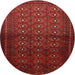 Round Traditional Fire Brick Red Southwestern Rug, tr1759