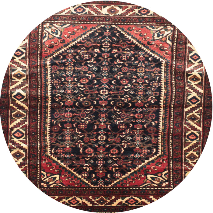 Round Traditional Dark Gold Brown Persian Rug, tr175