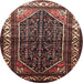 Round Traditional Dark Gold Brown Persian Rug, tr175