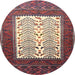 Round Traditional Brown Red Persian Rug, tr1761