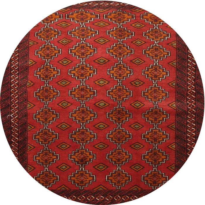 Round Traditional Fire Brick Red Southwestern Rug, tr1762