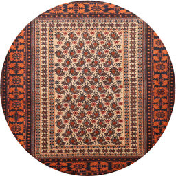 Square Machine Washable Traditional Orange Brown Rug, wshtr1766