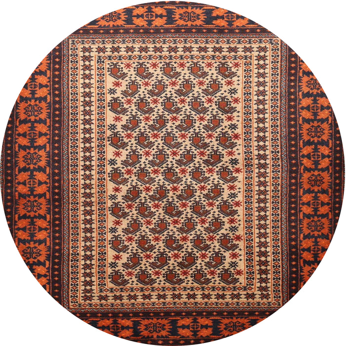 Square Machine Washable Traditional Orange Brown Rug, wshtr1766