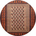 Square Machine Washable Traditional Orange Brown Rug, wshtr1766