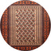 Round Traditional Orange Brown Persian Rug, tr1766