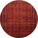 Round Traditional Fire Brick Red Southwestern Rug, tr1767