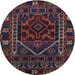 Round Traditional Dark Scarlet Red Persian Rug, tr1769