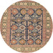 Round Traditional Sienna Brown Persian Rug, tr176