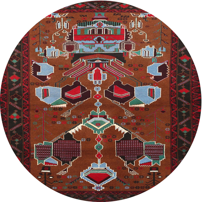 Round Traditional Chestnut Brown Persian Rug, tr1775