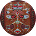 Round Traditional Chestnut Brown Persian Rug, tr1775