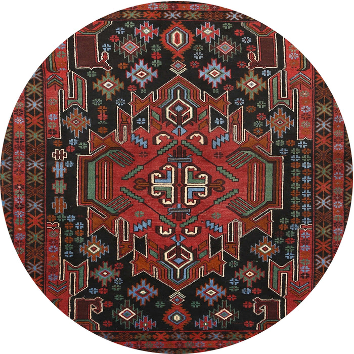 Round Traditional Reddish Brown Persian Rug, tr1776