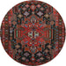 Round Traditional Reddish Brown Persian Rug, tr1776