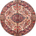 Round Traditional Fire Brick Red Persian Rug, tr177
