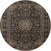 Round Traditional Dark Almond Brown Medallion Rug, tr1781