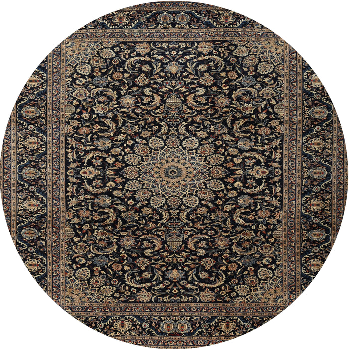 Square Machine Washable Traditional Dark Almond Brown Rug, wshtr1781