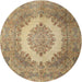 Round Traditional Light Brown Medallion Rug, tr1782