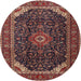 Round Traditional Orange Salmon Pink Medallion Rug, tr1784