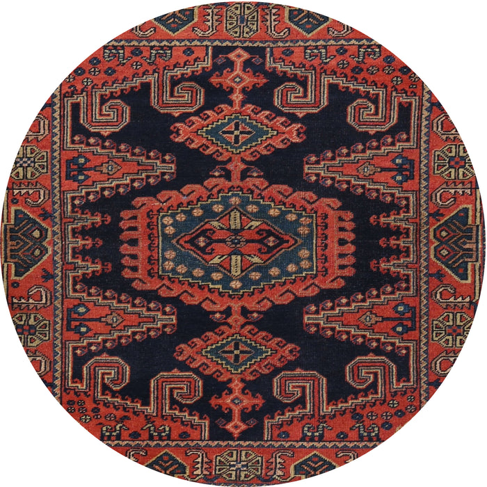 Round Traditional Chestnut Brown Persian Rug, tr1785