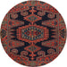 Round Traditional Chestnut Brown Persian Rug, tr1785