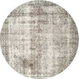 Round Traditional Khaki Green Persian Rug, tr1788