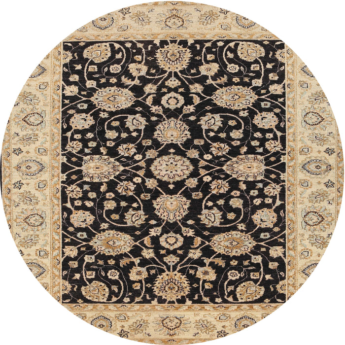 Round Traditional Dark Brown Oriental Rug, tr1794