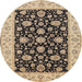 Round Traditional Dark Brown Oriental Rug, tr1794