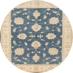 Round Traditional Grayish Turquoise Green Oriental Rug, tr1795