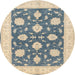 Round Traditional Grayish Turquoise Green Oriental Rug, tr1795