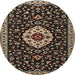 Round Traditional Black Brown Medallion Rug, tr1797