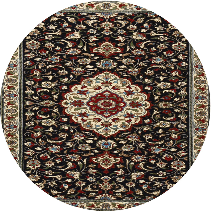 Square Machine Washable Traditional Black Brown Rug, wshtr1797