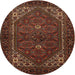 Square Machine Washable Traditional Sienna Brown Rug, wshtr1798