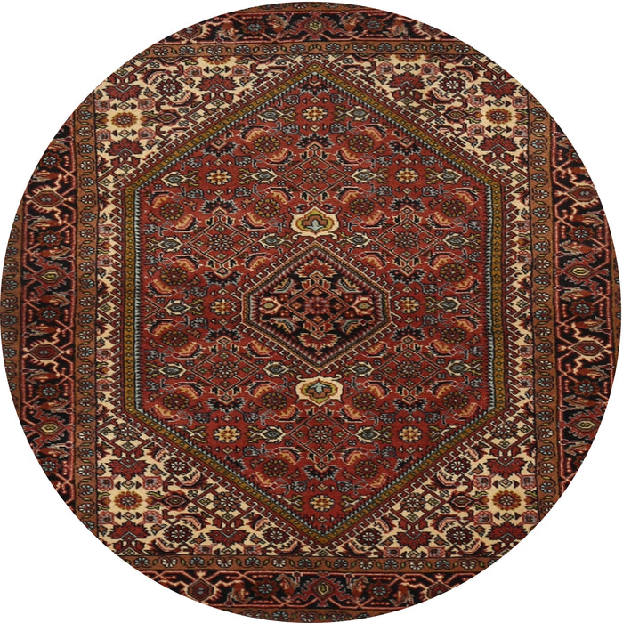 Round Traditional Sienna Brown Persian Rug, tr1798