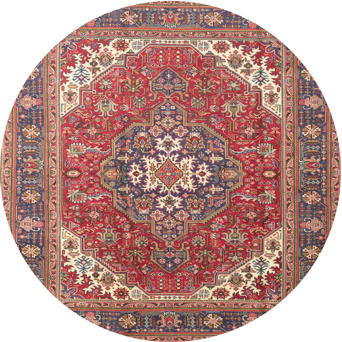 Round Traditional Bright Maroon Red Persian Rug, tr179